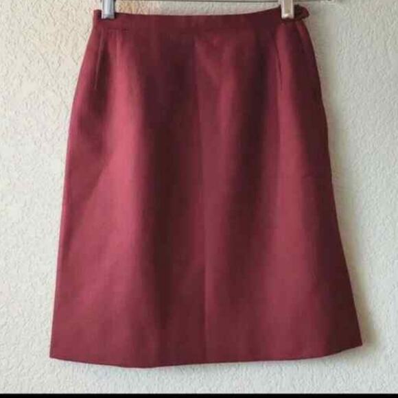 Bobbie Brooks VINTAGE Union  70's Deadstock Red Wool Blend Mini Pencil Skirt 5 - Picture 3 of 13